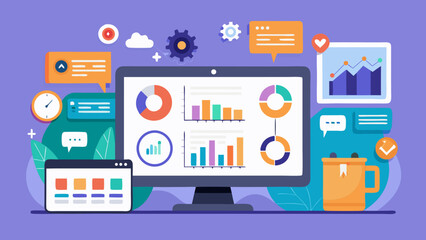 Social Media Analytics Dashboard Illustration      Illustration Concept