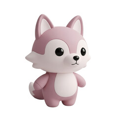 cute pink and white cartoon fox plush toy on soft background