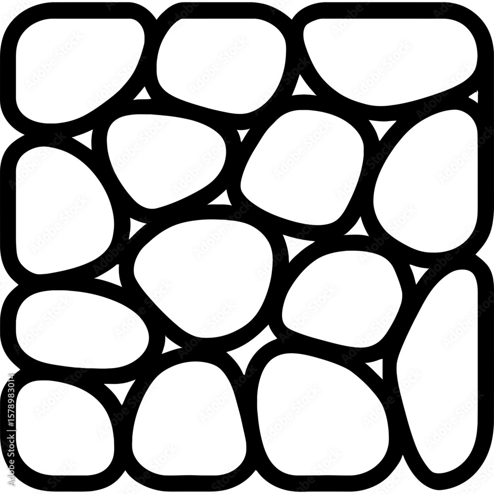 Poster stone cobble pattern outline icon vector