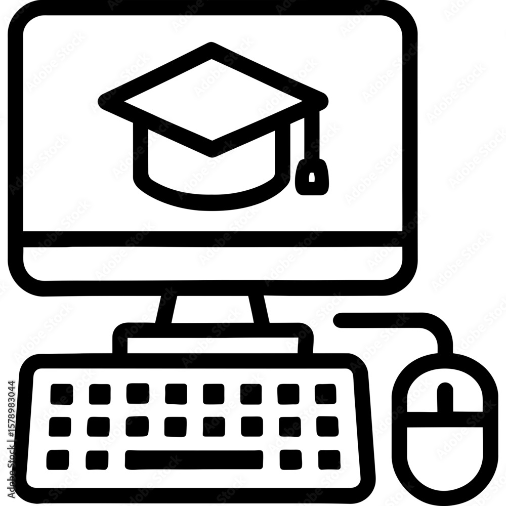 Poster computer for learning outline icon vector