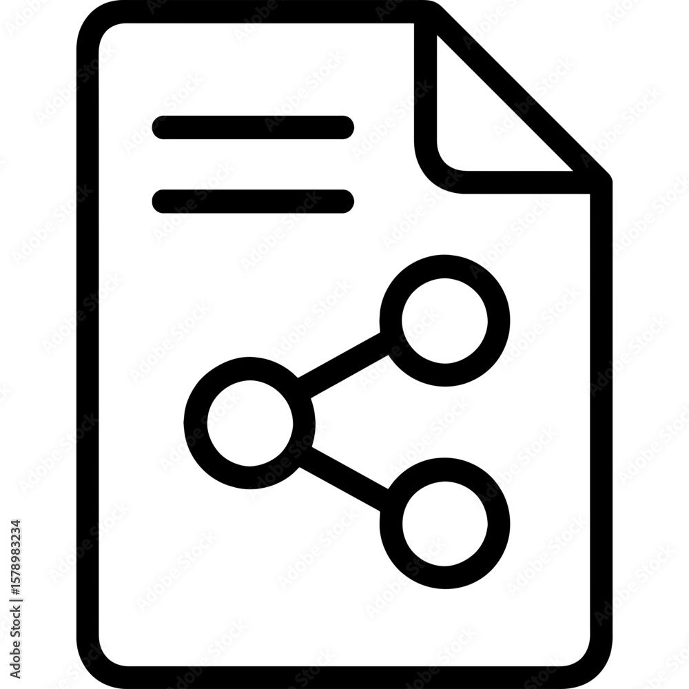 Poster Shared file document with network symbol outline icon vector