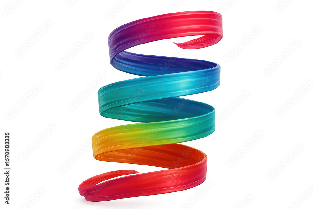 Poster colorful brush stroke curl rotating on transparent background, creating a vibrant and dynamic visual