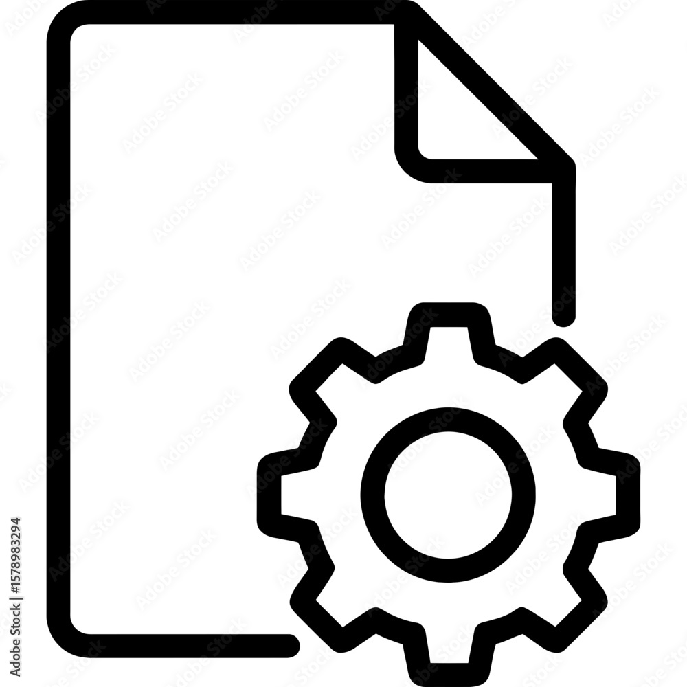 Poster executable file with gear icon outline vector