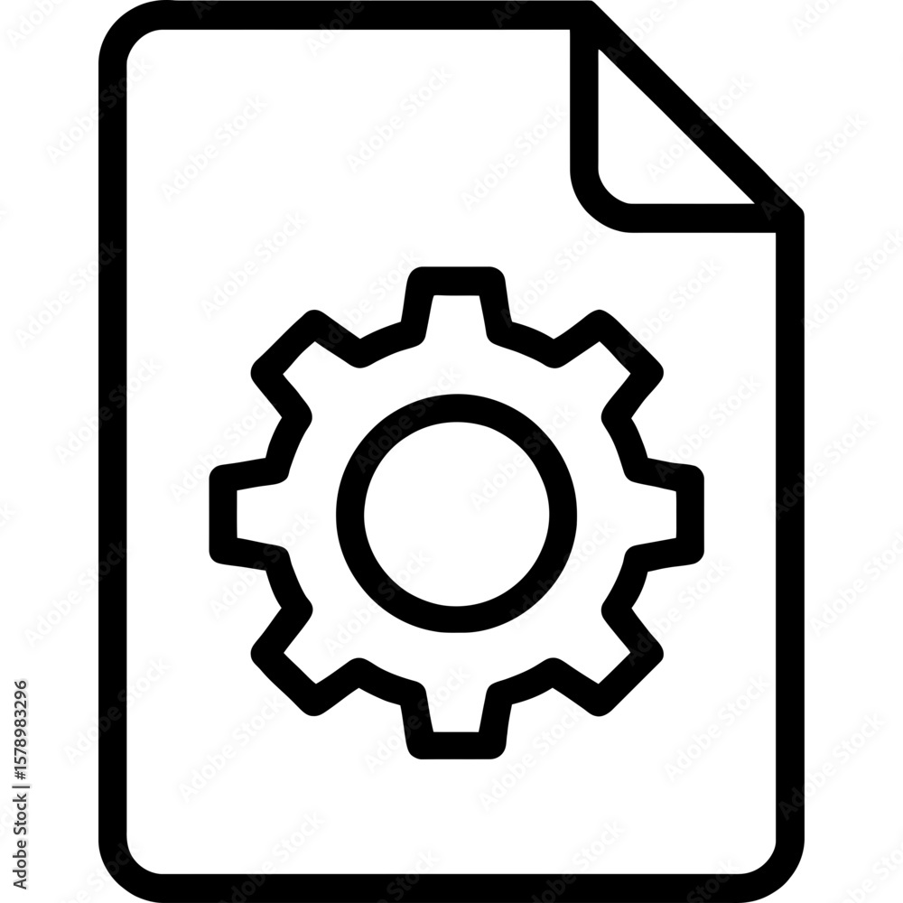 Fototapete Executable file with gear icon outline vector
