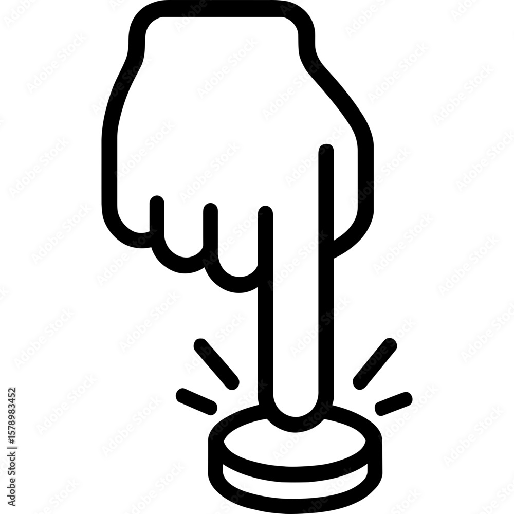 Poster hand pressing button outline icon vector