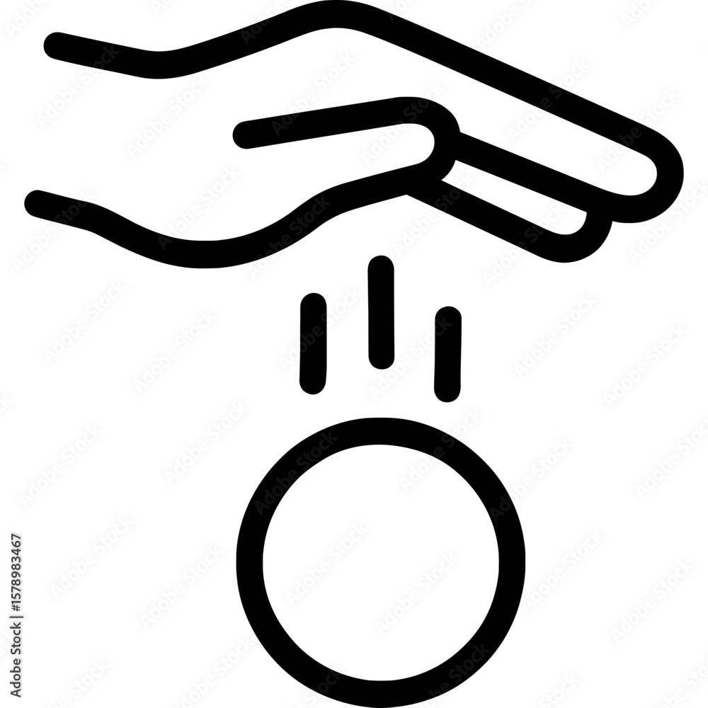 Poster hand dropping object outline icon vector