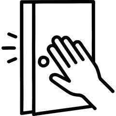 Hand closing door outline icon vector