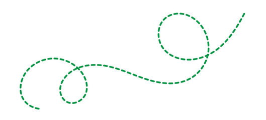 Curved Dashed Line Path Icon – Green Dotted Motion Track Design