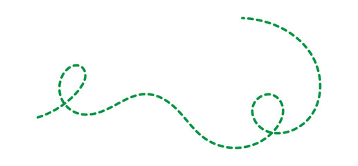 Curved Dashed Line Path Icon &ndash; Green Dotted Motion Track Design