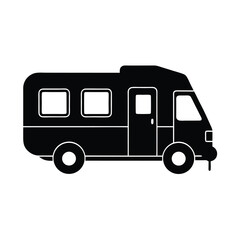 Simple Black Silhouette of a Camper Van