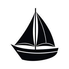Simple Black Silhouette of a Sailboat