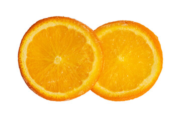 The High resolution frozen sliced orange photograph taken using stack focus technique.