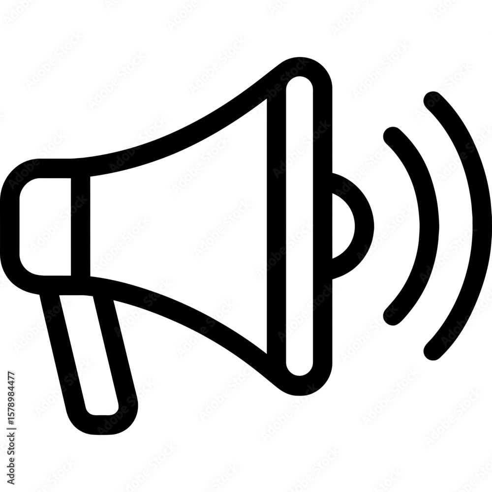 Poster megaphone with sound waves outline icon vector