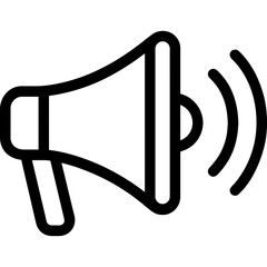 Megaphone with sound waves outline icon vector
