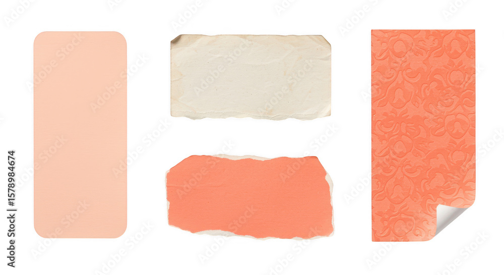 Poster textured paper composition: a collection of various shapes of paper piece with subtle textures. this