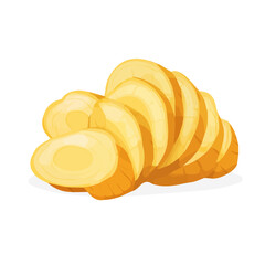 Minimalistic 2D flat icon featuring a ginger root, clean vector design, simple illustration style, isolated on a white background, modern element in vector and EPS format. simple design set