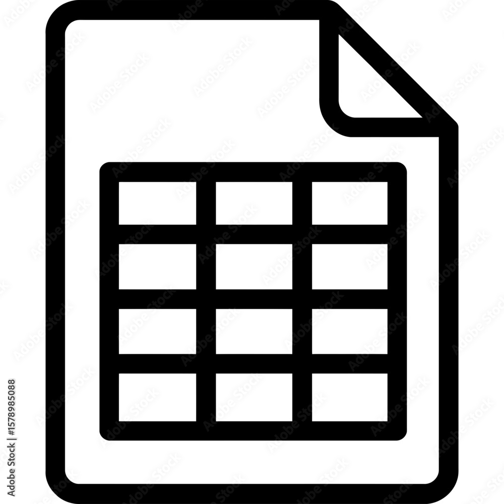 Poster spreadsheet file outline icon vector