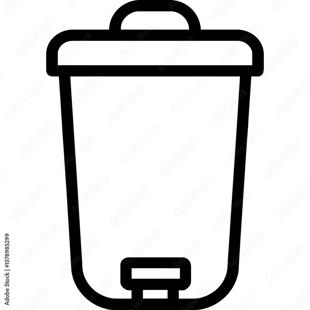 Poster trash can with lid outline icon vector
