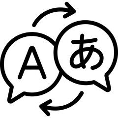 Fototapeta premium Translation symbols speech bubbles outline icon vector