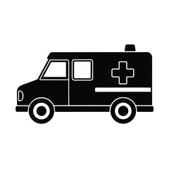 Simple Black and White Ambulance Icon for Medical or Emergency Use