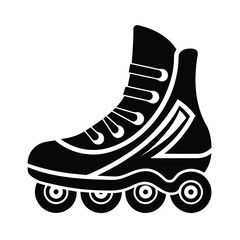 Roller skate vector illustration in black and white for sports design