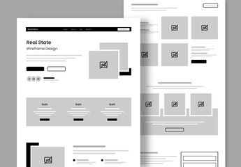 Real State Landing Page Wireframe Design Layout