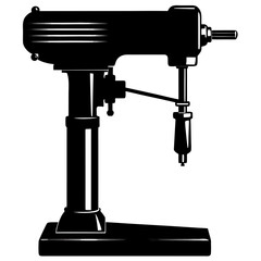 Drill Press Silhouette Vector Illustration