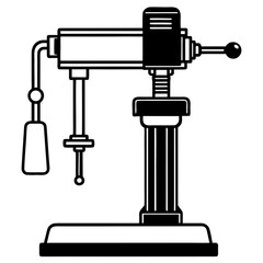 Drill Press Silhouette Vector Illustration