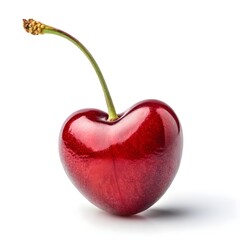 Sweetheart Cherry &ndash; Bright and Juicy Sweetheart Cherry with Glossy Red Skin on White Solid Background