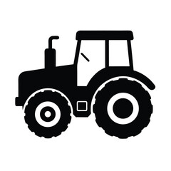 Black and White Tractor Silhouette for Agricultural or Farming Concepts