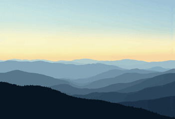 Obraz premium Serene mountain landscape at dusk with soft gradient colors 