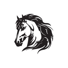 Horse vector silhouette, black color isolated on white background. Vector illustration
