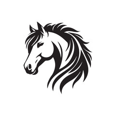 Horse vector silhouette, black color isolated on white background. Vector illustration

