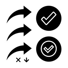 Vector arrow icons set for web design and business illustrations, featuring glossy orange, yellow, red, and green directional pointers