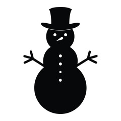 snowman with hat silhouette on white background.