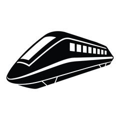 silhouette vector art of a bullet train White background.