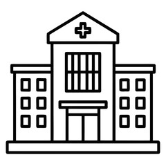 Hospital Building Outline Vector Icon