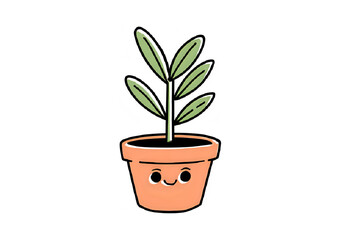 Cute plant pot with happy plant
