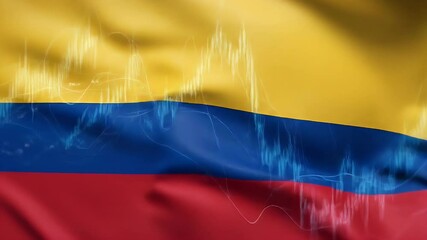 Vibrant colombian flag with financial charts as background image - Powered by Adobe