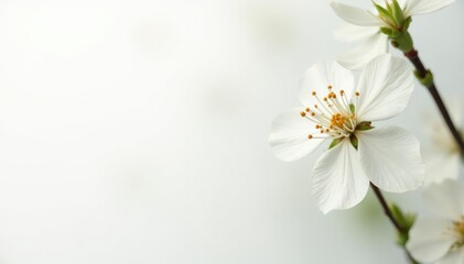 Obraz premium Delicate white flower blossoms on pure white background, petal, bright