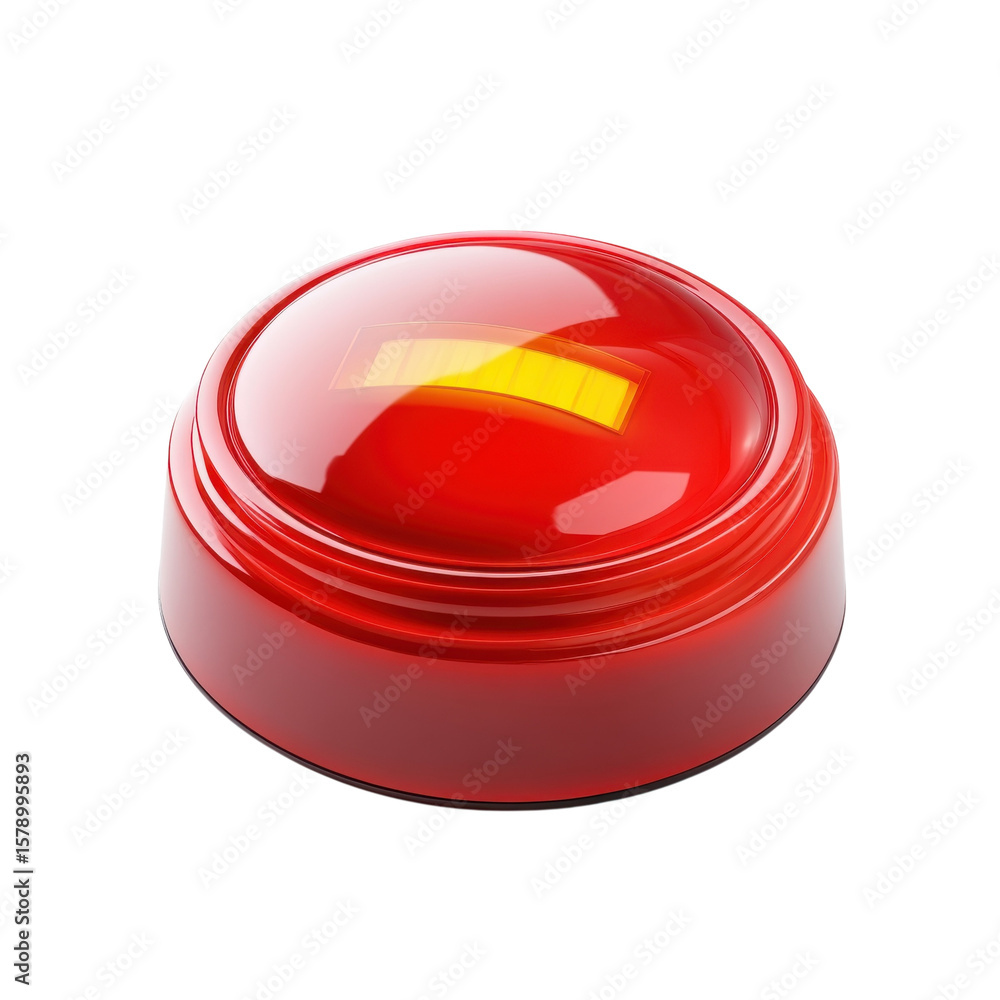 Poster emergency red button alert system urgent alarm panic signal safety on transparent background