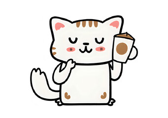 Cute cat holding a coffee cup