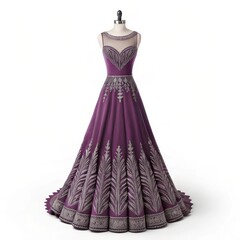 Obraz premium Elegant purple gown isolated on white background on a mannequin
