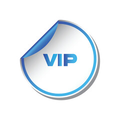 blue button with a vip text logo and badge and icon png vector design 