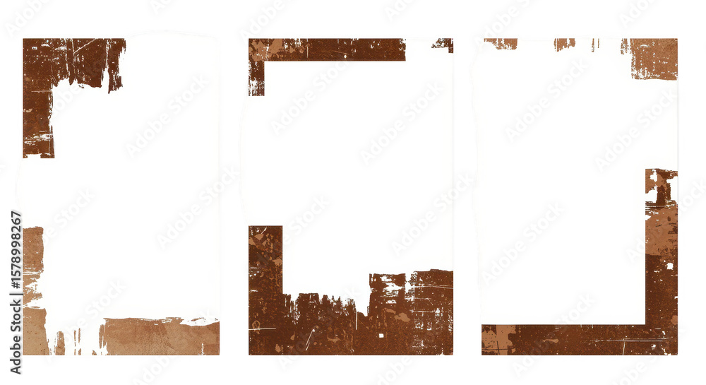 Poster abstract grunge frames: three blank square frames with grungy, distressed textures, perfect for addi