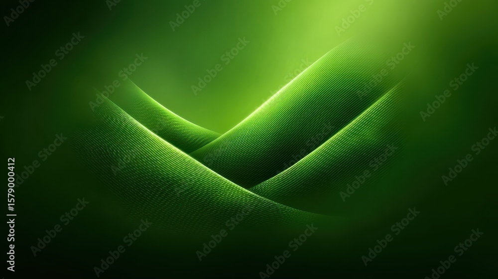 Poster blurred green tech background with soft glowing lines and geometric patterns, great for overlays