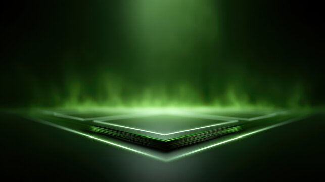 Blurred green tech background with soft glowing lines and geometric patterns, great for overlays