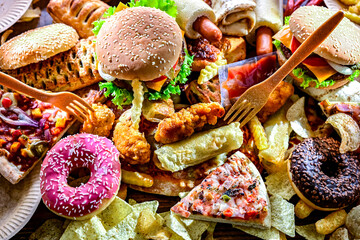 Fast food leftovers. Wasted food