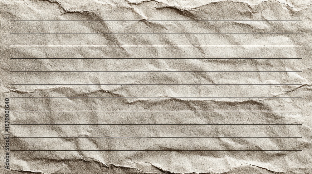 Poster folded notebook paper with visible lines and creases, aged and slightly worn for vintage texture eff