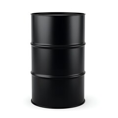 Black Oil Barrel Container Isolated on White or Transparent Background